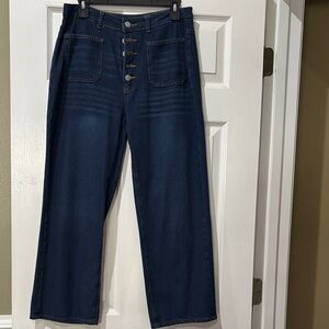 SHEIN Dark Blue Flare & Wide Leg Jeans